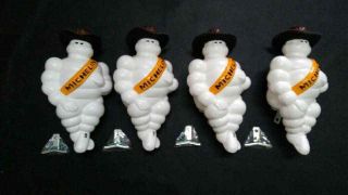 14 " X2 Michelin Man Doll Figure Bibendum Advertise Tire Collect Leather Hat