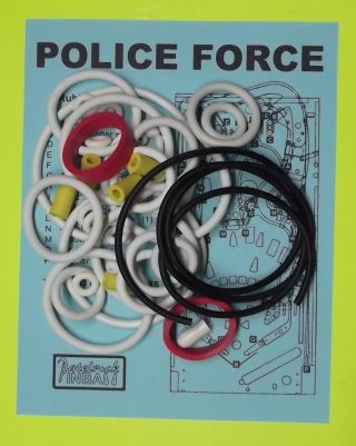 1989 Williams Police Force Pinball Rubber Ring Kit
