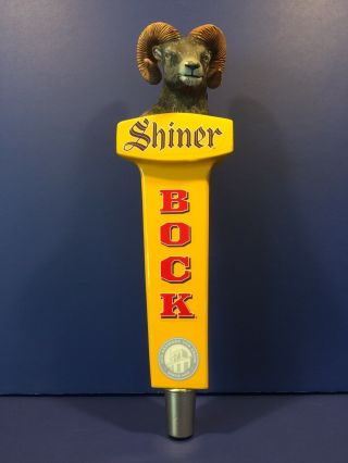 Vintage Shiner Bock Texas Rams Head Tap Handle With Logo & Motto