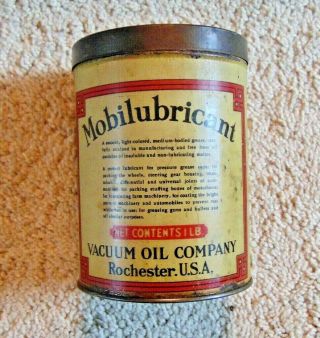 Scarce Early Mobil Oil Lubricant Can Vacuum Oil Co.  Mobil Grease Gargoyle Rare