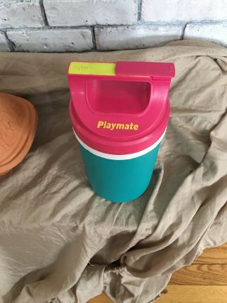 Vintage Igloo Playmate 1/2 Gallon Thermos Water Jug Cooler Pink Turquoise Neon
