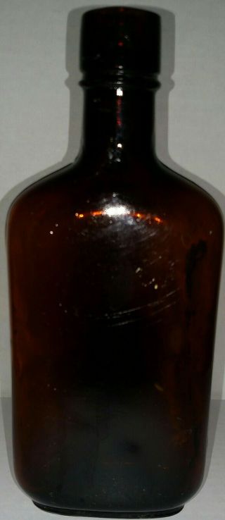 1905 Vintage Rare John Paul Jones 1/2 Pint Whiskey Flask Amber Brown Bottle