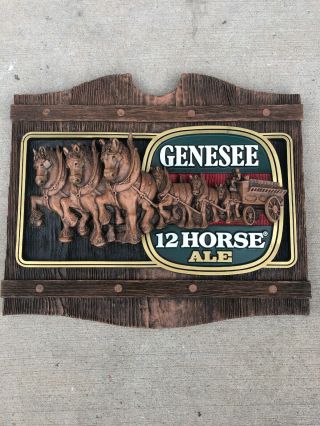 Antique GENESEE 12 HORSE ALE BAR ADVERTISING BEER Sign Man Cave 2