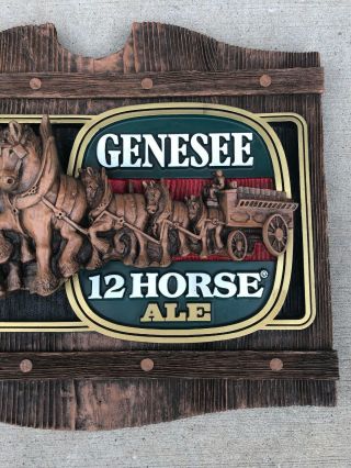 Antique GENESEE 12 HORSE ALE BAR ADVERTISING BEER Sign Man Cave 3