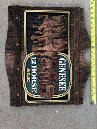 Antique GENESEE 12 HORSE ALE BAR ADVERTISING BEER Sign Man Cave 5