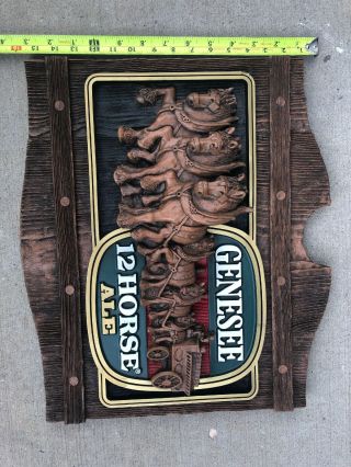 Antique GENESEE 12 HORSE ALE BAR ADVERTISING BEER Sign Man Cave 6
