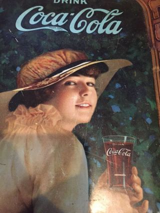 Antique 1916 Wwi Coca Cola " Elaine " Advertising Soda Serving Tray
