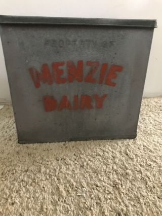 Antique Dairy Metal Milk Crate Box Menzie Dairy Mckeesport Pa.