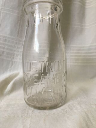 Vintage Half Pint Milk Bottle Detroit Creamery Co.  Detroit Michigan Dairy