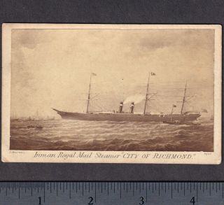 Inman Line City Of Richmond Ship Royal Mail Steamer Photo Advertising Trade Card