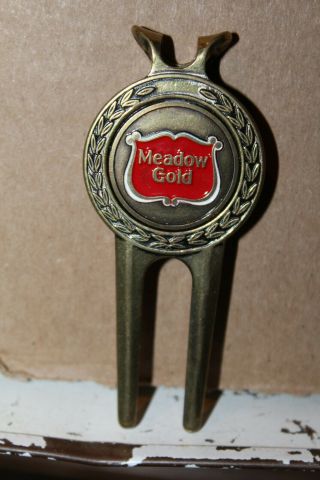 Vintage Meadow Gold Dairy Money Clip Employee Alabama Golf Tee Divot Tool Rare