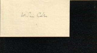 Alistair Cooke Autographed Index Card Famed British Writer D.  04