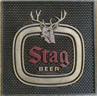 Rare Vintage Stag Beer Rubber Mat 12 3/4 " X 12 3/4 " Square