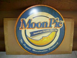 Old Moon Pie Round 16 " Tin Sign Grocery Candy Gas Oil Food Pastry