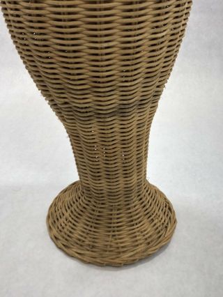 Vintage Wicker Mannequin Head Hat Stand Store Display Curved Base Antique 6