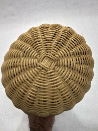 Vintage Wicker Mannequin Head Hat Stand Store Display Curved Base Antique 8
