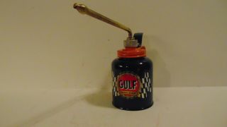 Gulf Racing Vintage Oil Can Gasoline Station Gas Motor Pump Big Chevron Sign