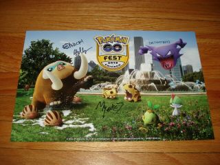 Pokemon Go Fest 2019 Autographed Poster Holly Trainer Tips Zoe Mystic 7 Reversal