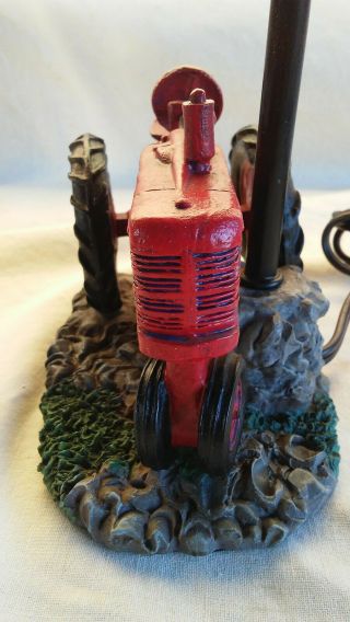 Small Tractor Table Lamp Farmers Red 6 Inch Base No Shade 4