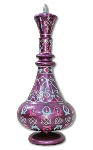 Lj380 I Dream Of Jeannie Genie Hand Painted Glass Blown Purple Mulberry Bottle
