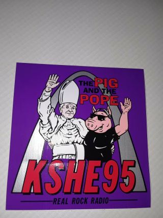 Vintage Old Htf Kshe 95 The Pig And The Pope Commemorative Sticker