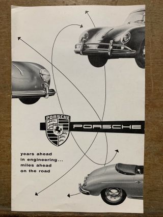 1956 Porsche 1600 & Spyder Sales Brochure Us Version 4 Page Nm