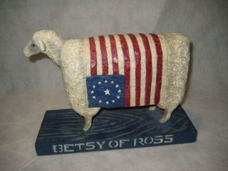 Vintage Betsy Of Ross David Harden Country Folk Art Style Primitive Sheep Signed