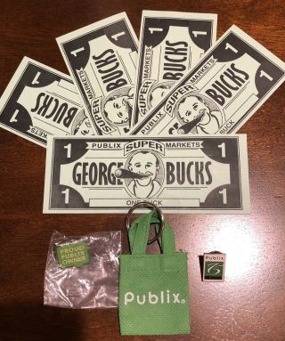 Publix Markets George Bucks / Key Chain / Proud Owner Pin / 75th Anniv.  Pin