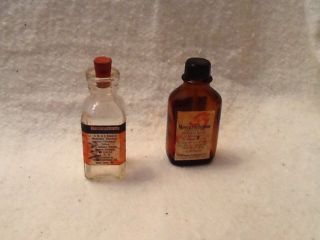 Vintage Mercurochrome Glass Medicine Bottles Set Of 2 One Glass Stopper McKesson 5