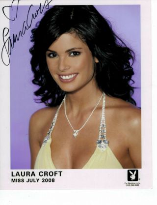 Laura Croft Playboy Model Signed 8x10 Promo Photo Miss July 2008 Autograph