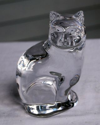 Orrefors Crystal Cat Figurine 5.  25 " Tall