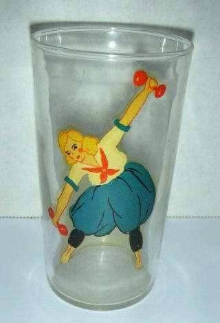 Vintage Peek A Boo Naked Nude Blonde Pin Up Girl Bar Drinking Glass Risque