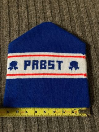 Vintage Nos Ski Winter Pabst Blue Ribbon Beer Knit Stocking Hat Pbr,  Blue/white