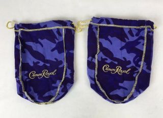 Rare Military 2 Crown Royal Whiskey Purple Camo Bags Gold Trim
