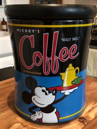 Vintage Walt Disney Parks Mickey Mouse Coffee Jar W/ Lid 8 " Tall 6 " Wide 5 Lbs