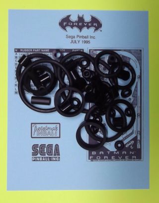 1995 Sega Batman Forever Pinball Rubber Ring Kit