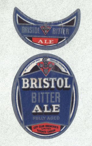 Beer Label - Canada - Bristol Bitter Ale - City Club Breweries - Toronto Ontario