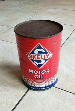 Vintage Skelly 1 Quart Motor Oil W/ Ridges Can