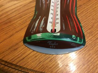 Vintage Taylor 859 Coke Coca Cola Metal Sign Embossed Bottle Wall Thermometer 3