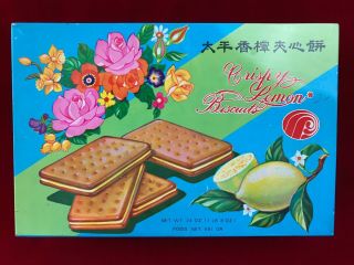 Vintage Tin Crispy Lemon Biscuits Pacific Biscuit & Confectionery Co.  Hong Kong 3