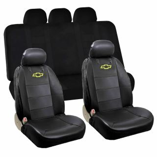 9pc Front Sideless Seat Covers Black Rear Bench Cover Set For Chevy Chevrolet
