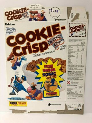 Ralston Cookie Crisp Flat Cereal Box Sonic The Hedgehog Figure Premium