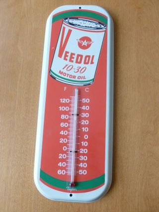 Vintage Veedol Motor Oil Thermometer Sign Advertising