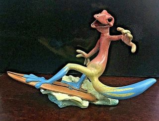 Kitty’s Critters Gecko Surfing Dude Figurine Lizard Surfboard Retired 2004