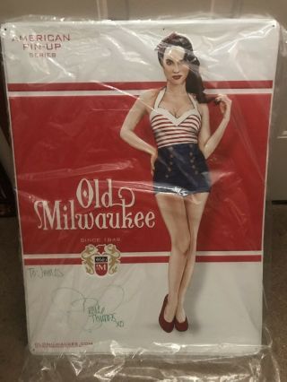 Old Milwaukee Metal Beer Sign 18x24 Signed