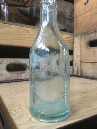 Vintage Glass Beer Water Soda Bottle Herman Engel Fond Du Lac Wisconsin 8 Oz