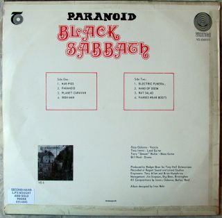 BLACK SABBATH PARANOID 1970 SOUTH AFRICA SWIRL VERTIGO UNIQUE COVER 2