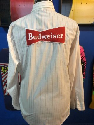 Budweiser Work Shirt Beer Delivery Size Small Large Patch Long Sleeve Unitog
