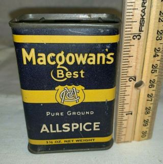Antique Macgowans Allspice Spice Tin Litho Can Jackson Mississippi Coffee Co Ms