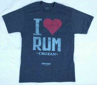 Cruzan Rum I Heart Love Rum Donthurry Unisex Heather Navy T Shirt Size M Medium